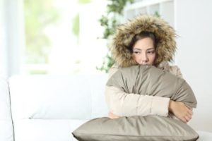 woman in cold room